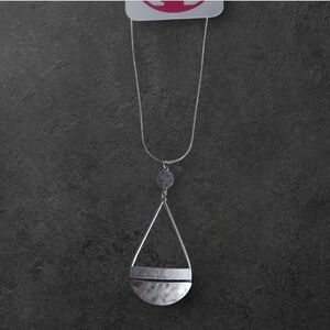 NWT nadineWest Hammered Silver Jointed Teardrop Necklace ~18"